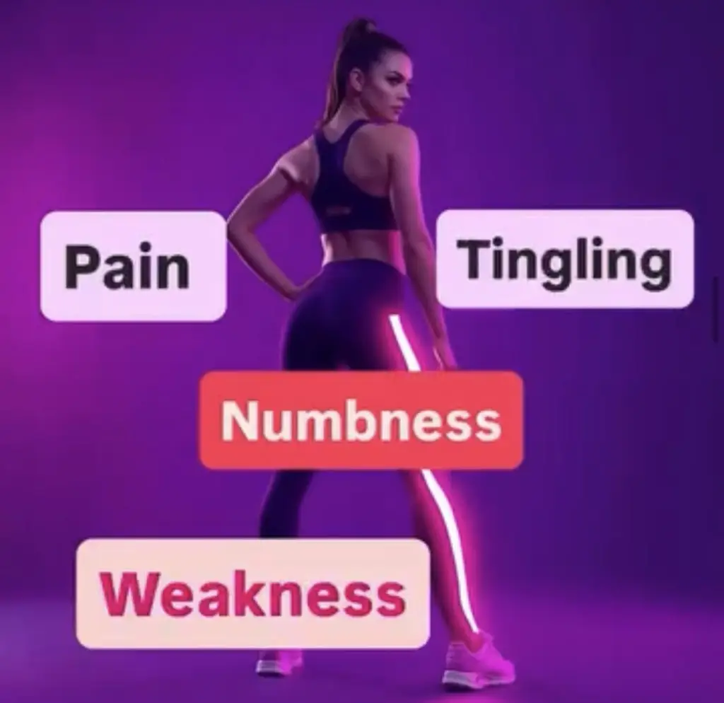 Sciatica symptoms — pain, numbness and weakness down the leg